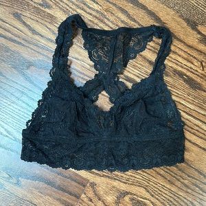 Topshop black lace racer back bralette